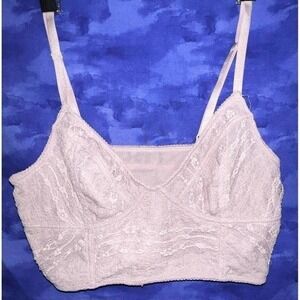 Intimately Free People Lace Bralette Blush Pink Longline Adjustable Straps Med